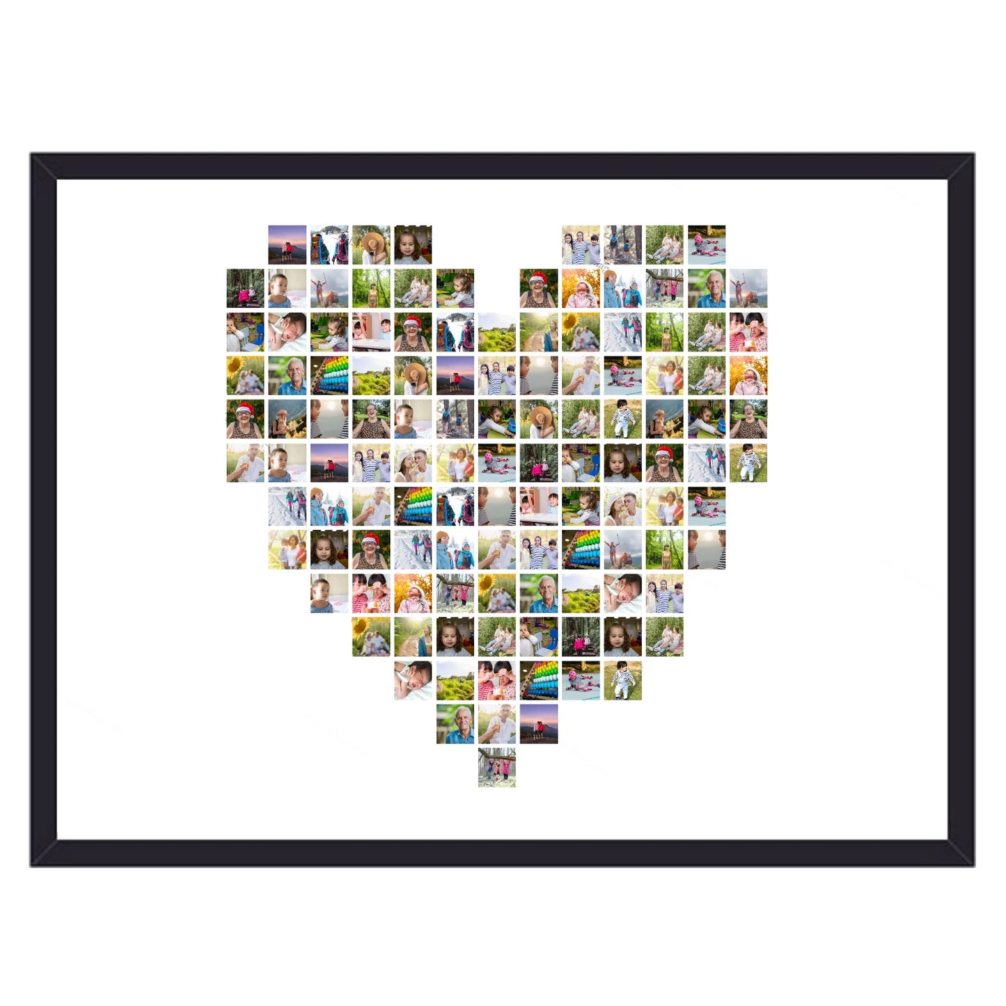 Hjerte formet foto collage plakat liggende og med hvid baggrund