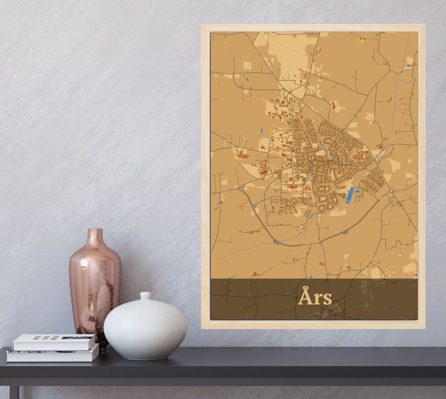 Års plakat i farve og HjemEgn.dk design firkantet. Design bykort for Års