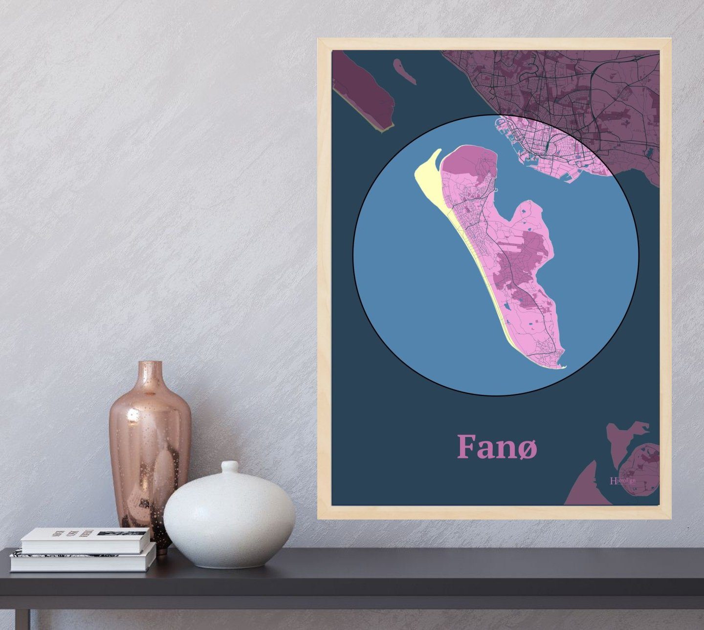 By For Fanø plakat i farve og HjemEgn.dk design centrum. Design ø-kort for By For Fanø