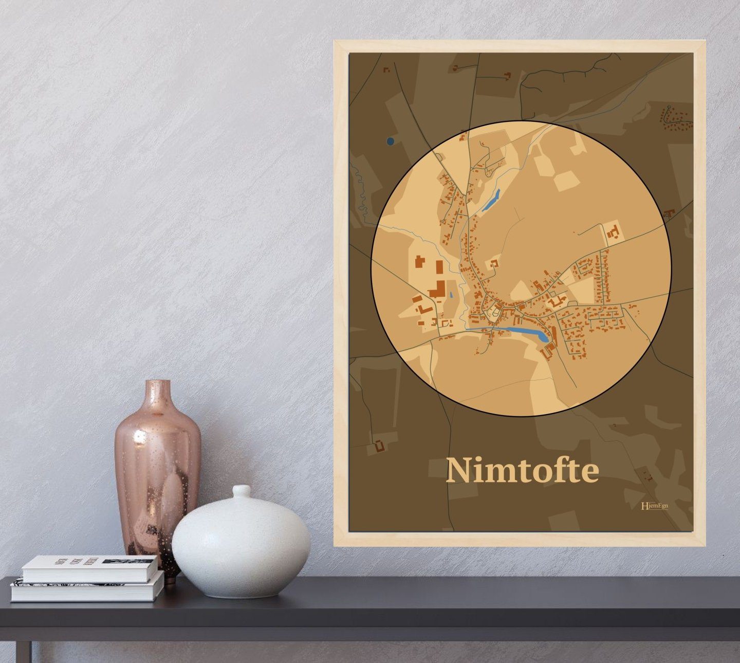 Nimtofte plakat i farve og HjemEgn.dk design centrum. Design bykort for Nimtofte