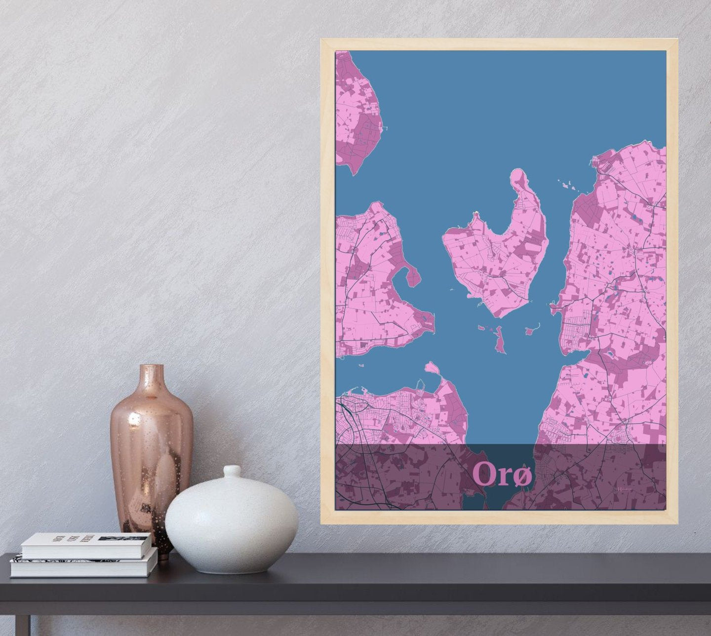 Orø plakat i farve og HjemEgn.dk design firkantet. Design ø-kort for Orø