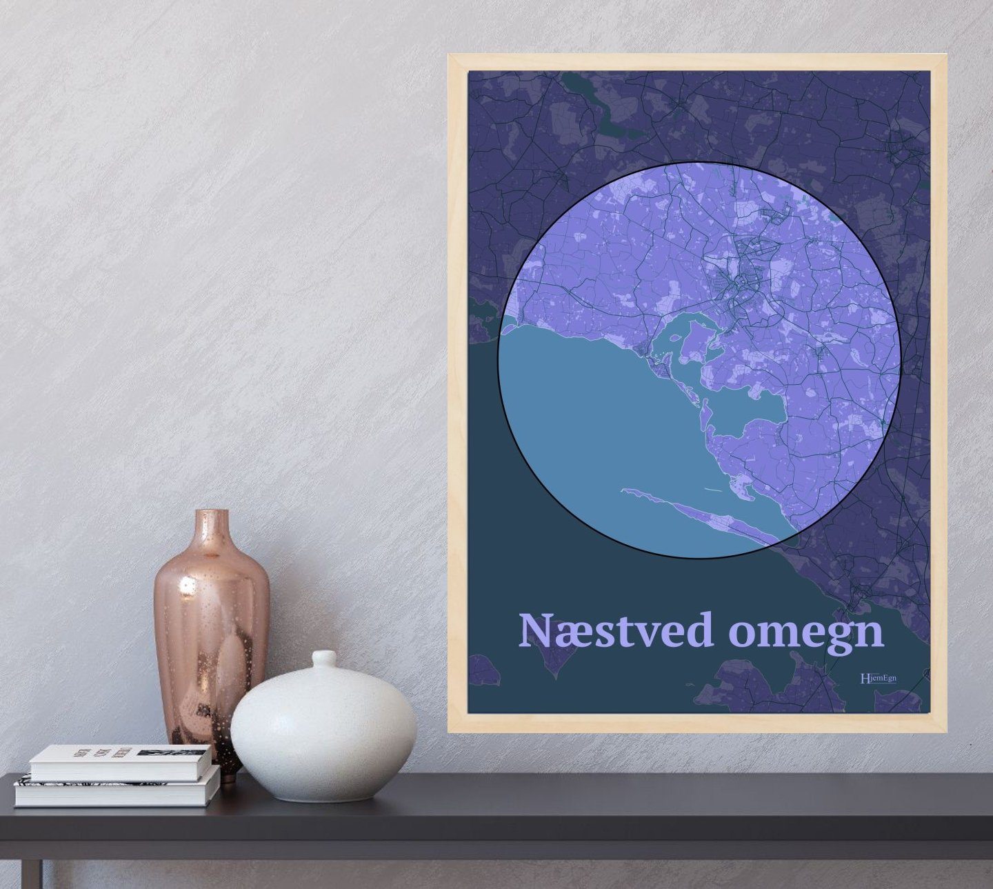 Plakat For Næstved Omegn plakat i farve og HjemEgn.dk design centrum. Design ø-kort for Plakat For Næstved Omegn