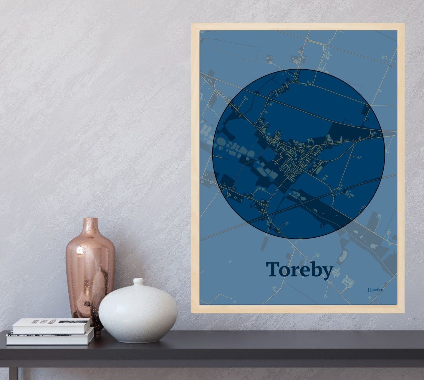 Toreby plakat i farve og HjemEgn.dk design centrum. Design bykort for Toreby