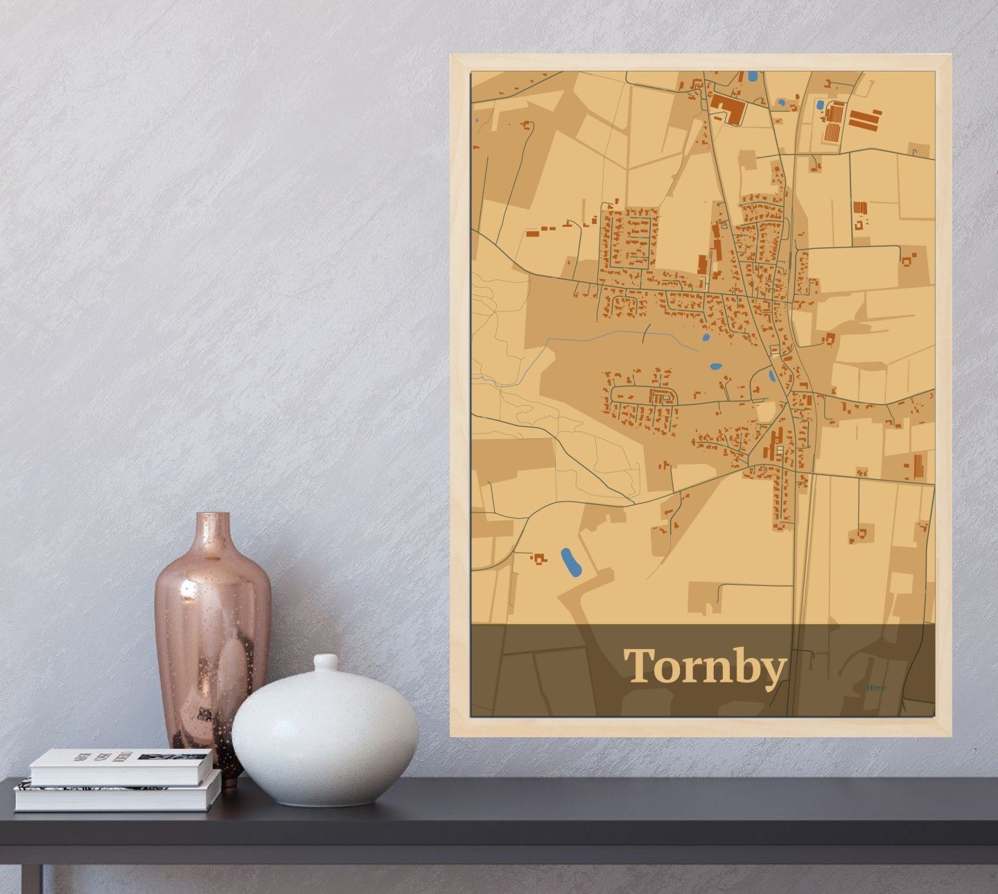 Tornby plakat i farve og HjemEgn.dk design firkantet. Design bykort for Tornby