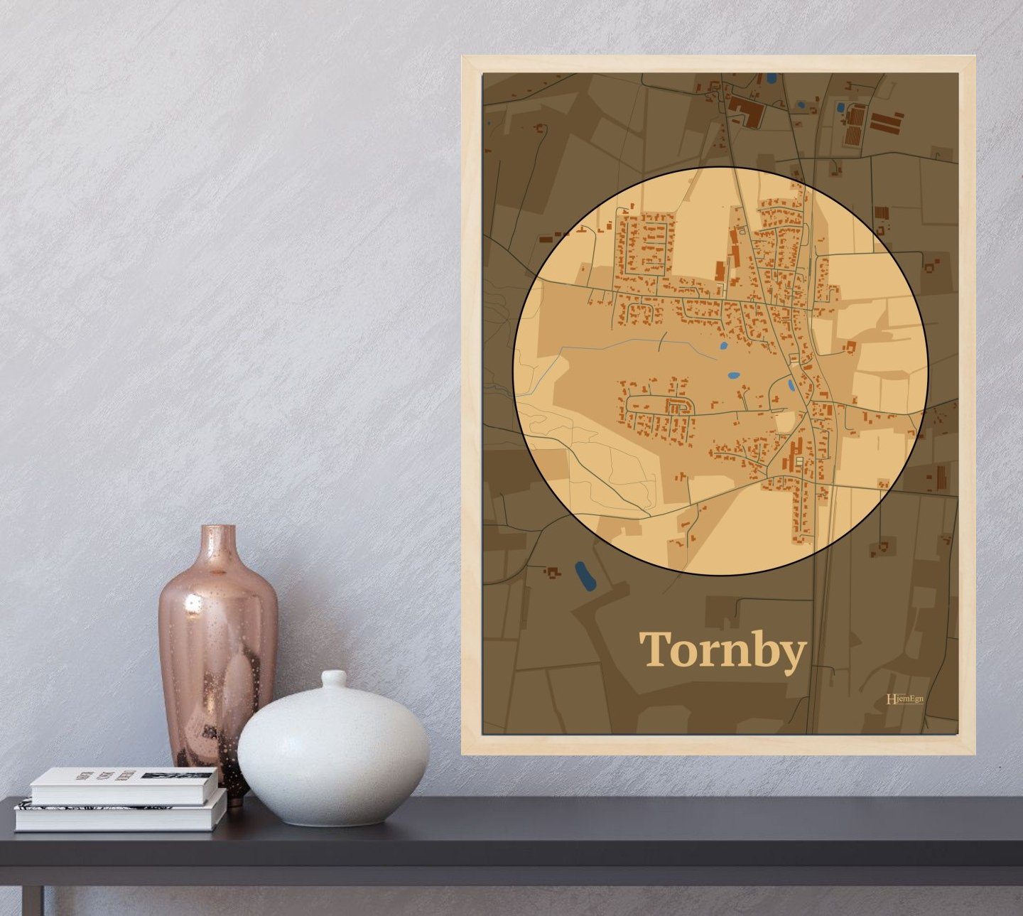 Tornby plakat i farve og HjemEgn.dk design centrum. Design bykort for Tornby