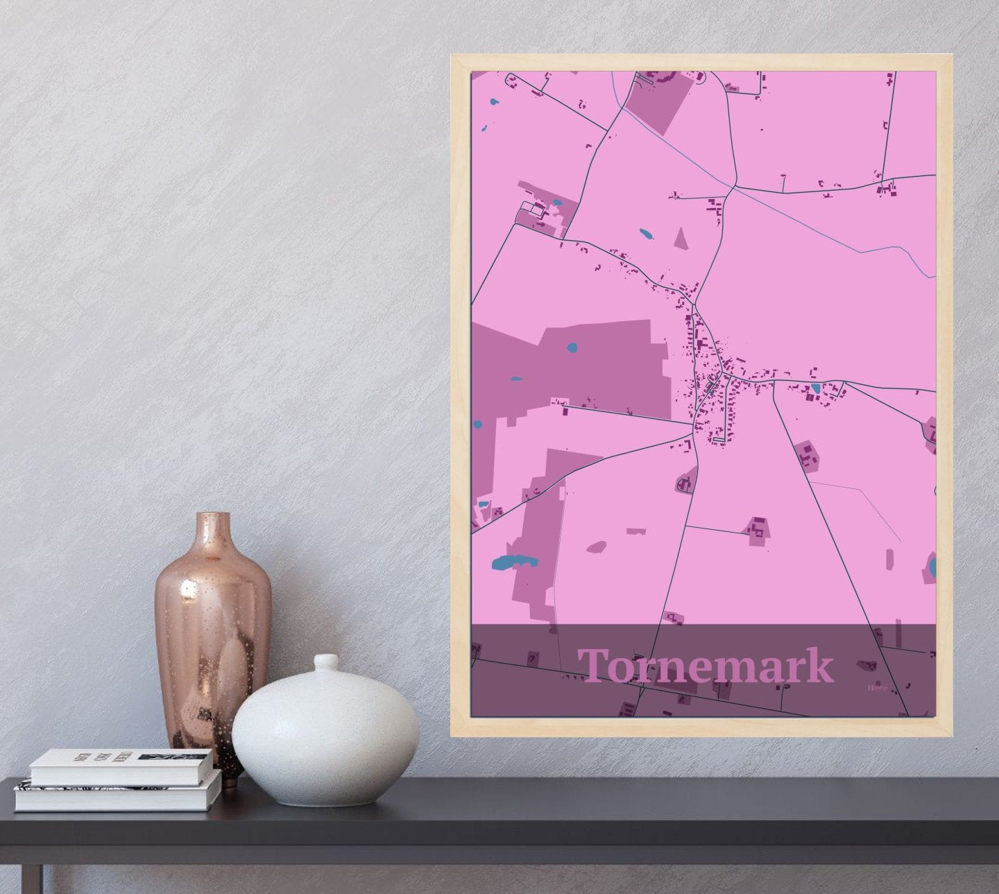 Tornemark plakat i farve og HjemEgn.dk design firkantet. Design bykort for Tornemark