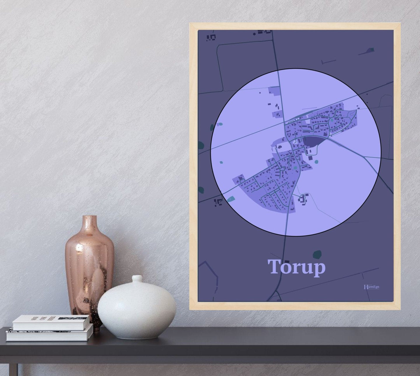 Torup plakat i farve og HjemEgn.dk design centrum. Design bykort for Torup