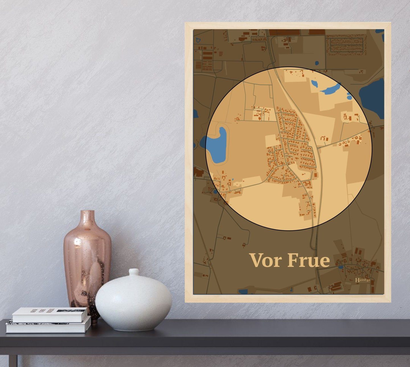 Vor Frue plakat i farve og HjemEgn.dk design centrum. Design bykort for Vor Frue