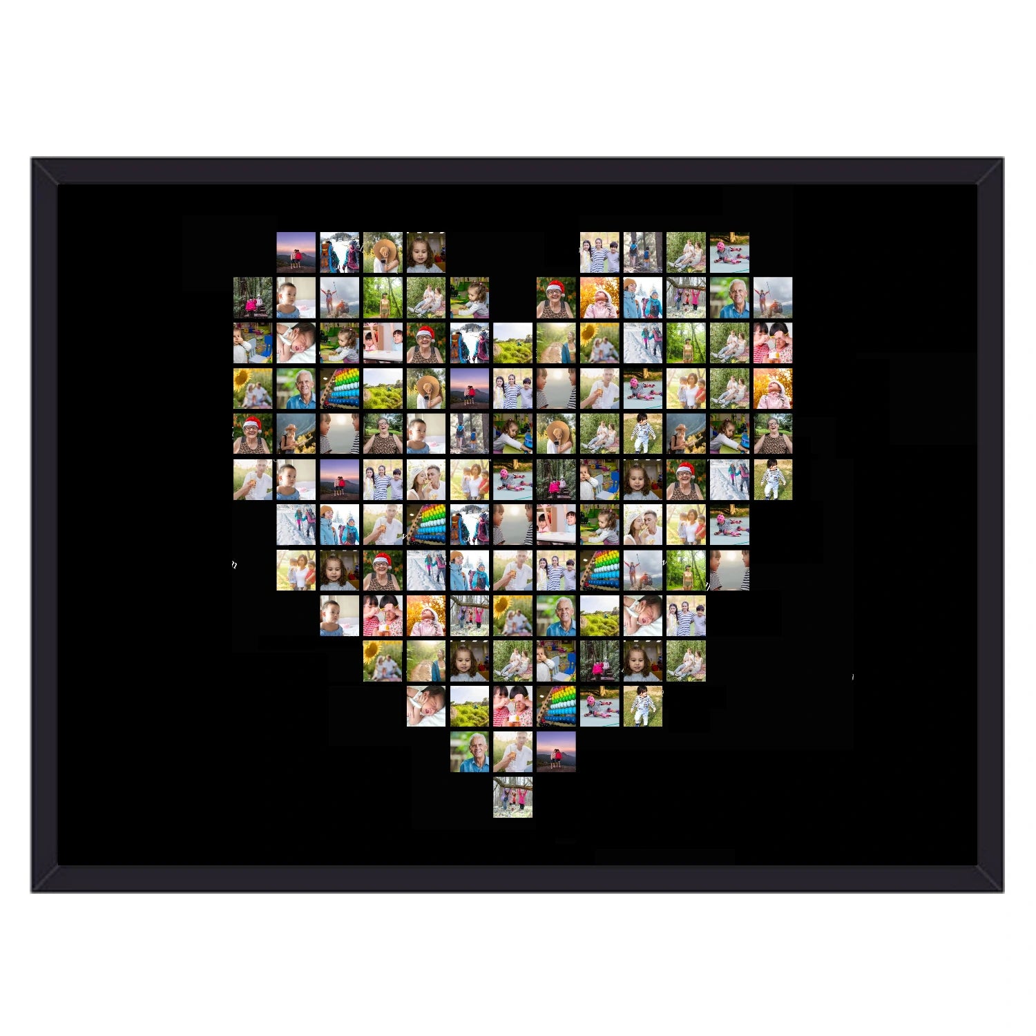 Hjerte formet foto collage plakat liggende og med sort baggrund