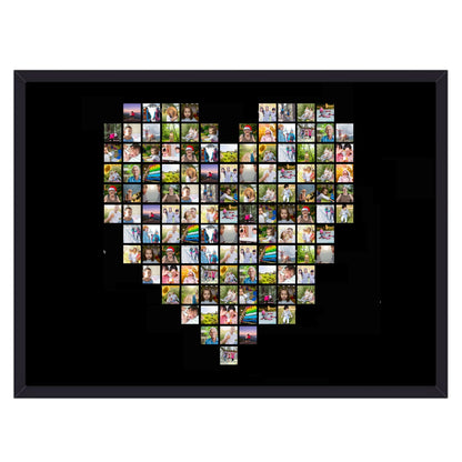 Hjerte formet foto collage plakat liggende og med sort baggrund