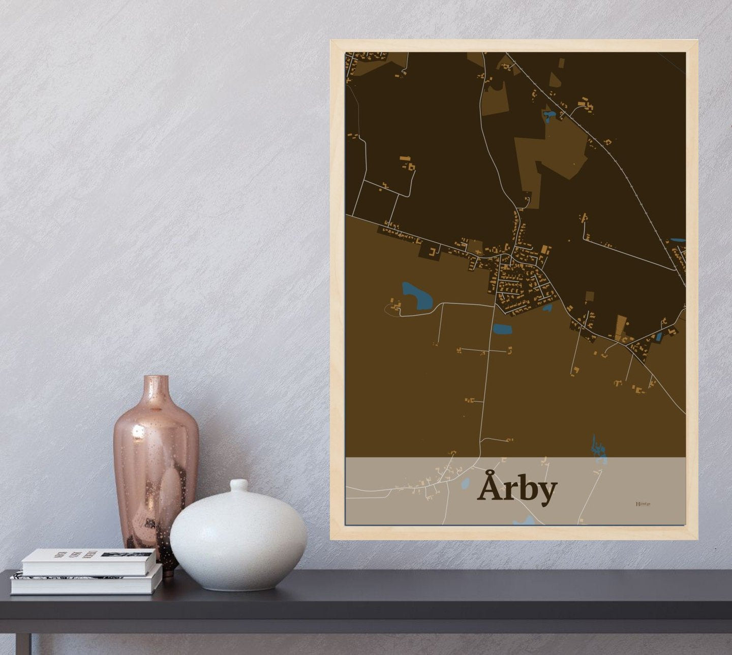 Årby plakat i farve  og HjemEgn.dk design firkantet. Design bykort for Årby