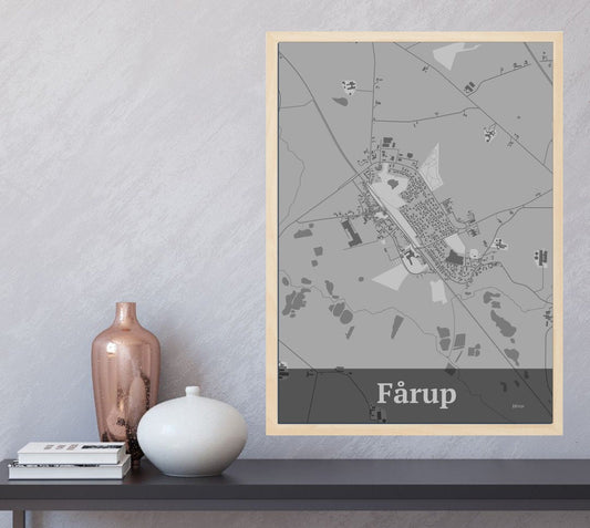 Fårup plakat i farve  og HjemEgn.dk design firkantet. Design bykort for Fårup