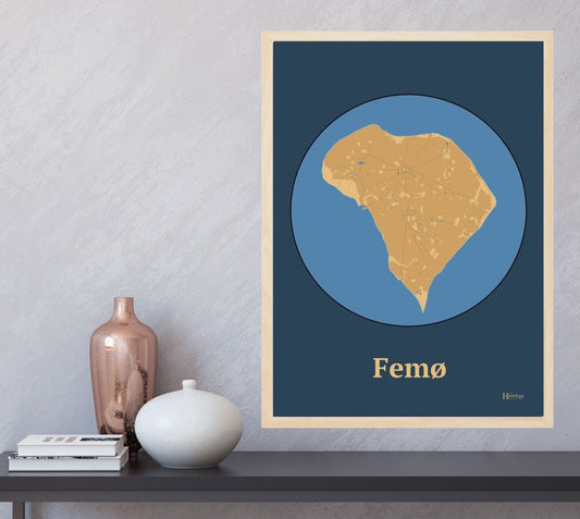 Femø plakat i farve  og HjemEgn.dk design centrum. Design ø-kort for Femø