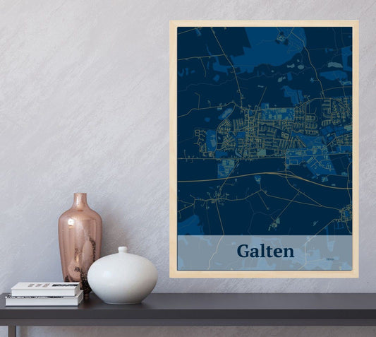 Galten plakat i farve  og HjemEgn.dk design firkantet. Design bykort for Galten