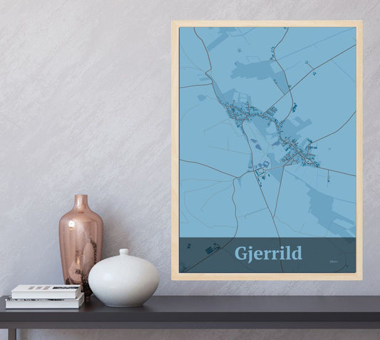 Gjerrild plakat i farve  og HjemEgn.dk design firkantet. Design bykort for Gjerrild