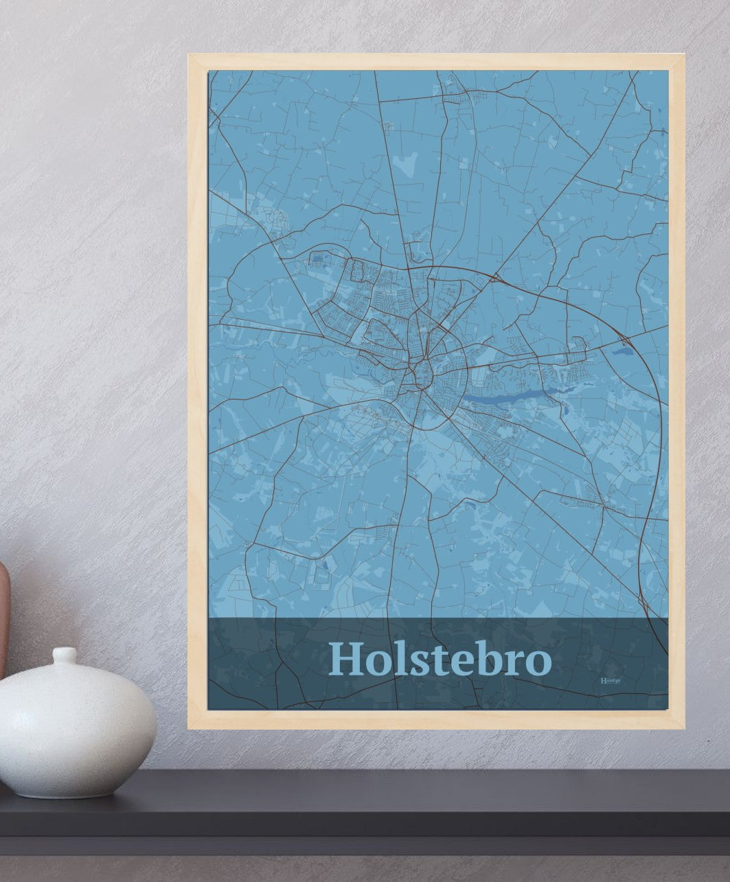 Holstebro Fra Din Hjemegn I plakat i farve  og HjemEgn.dk design firkantet. Design bykort for Holstebro Fra Din Hjemegn I