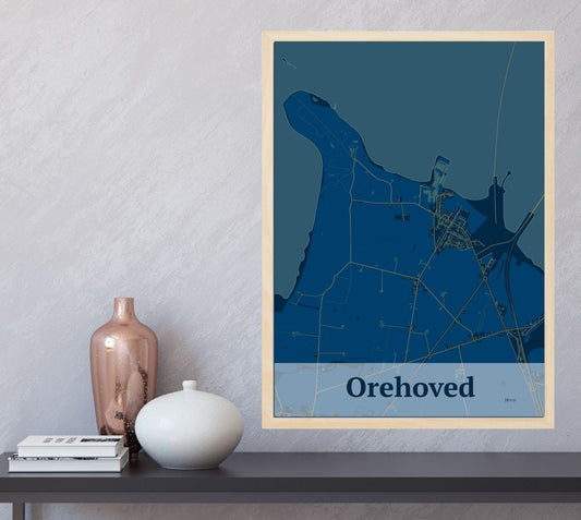 Orehoved plakat i farve  og HjemEgn.dk design firkantet. Design bykort for Orehoved