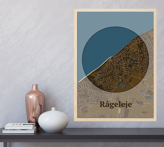 Rågeleje plakat i farve  og HjemEgn.dk design centrum. Design bykort for Rågeleje