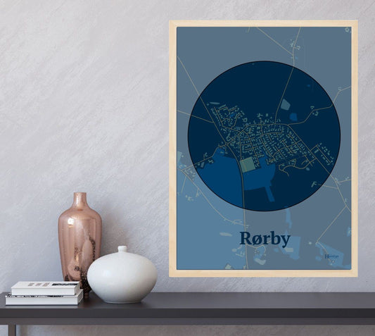 Rørby plakat i farve  og HjemEgn.dk design centrum. Design bykort for Rørby