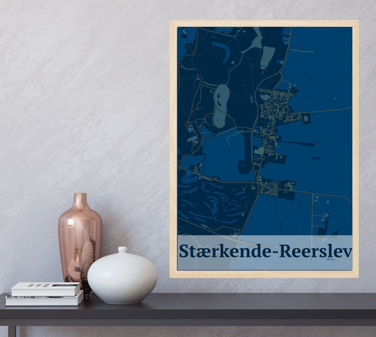 Stærkende-reerslev plakat i farve  og HjemEgn.dk design firkantet. Design bykort for Stærkende-reerslev