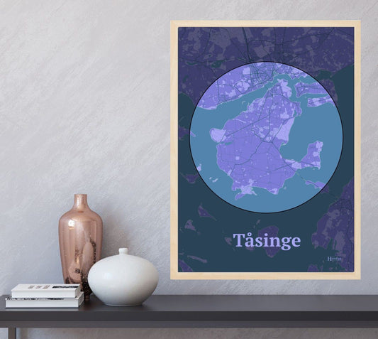 Tåsinge plakat i farve  og HjemEgn.dk design centrum. Design ø-kort for Tåsinge