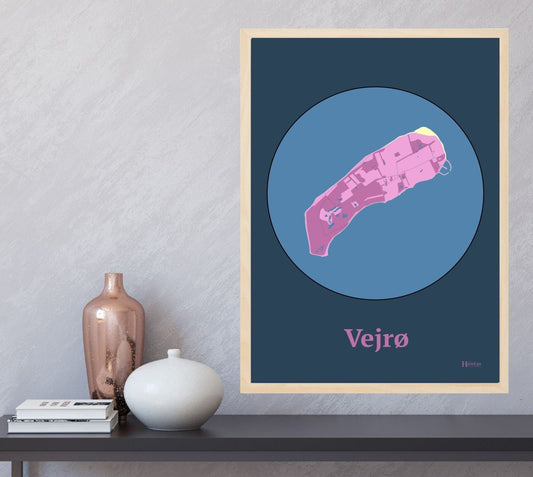 Vejrø plakat i farve  og HjemEgn.dk design centrum. Design ø-kort for Vejrø